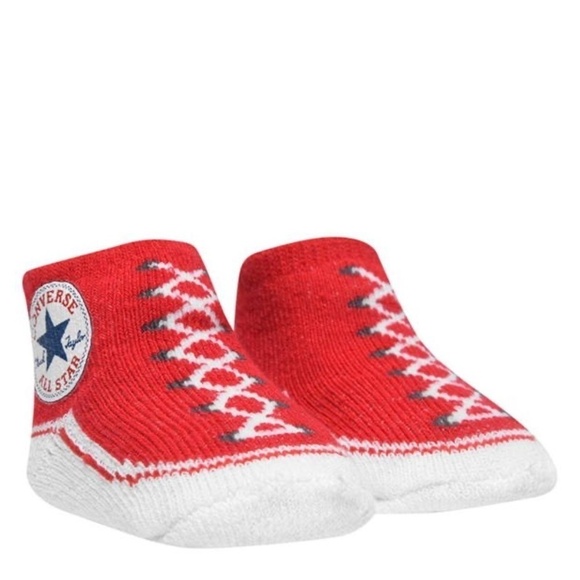 𝅺Converse Chuck Taylor Red Grey Baby Booties 2 Pack - Picture 7 of 10